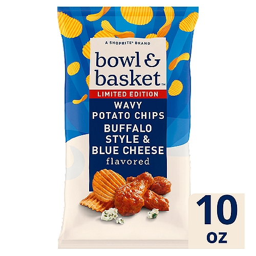 Bowl & Basket Buffalo Style & Blue Cheese Flavored Wavy Potato Chips Limited Edition, 10 oz