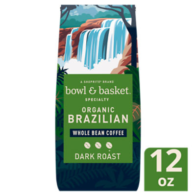 Bowl & Basket Specialty Organic Brazilian Dark Roast Whole Bean Coffee, 12 oz