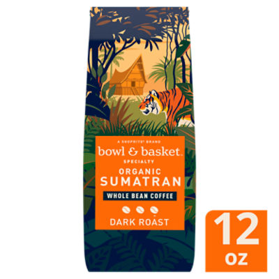 Bowl & Basket Specialty Organic Sumatran Dark Roast Whole Bean Coffee, 12 oz