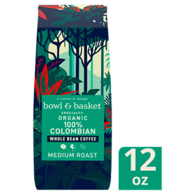 Bowl & Basket Specialty Medium Roast Organic 100% Colombian Whole Bean Coffee, 12 oz