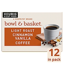 Bowl & Basket Light Roast Cinnamon Vanilla Coffee K-Cup Pods, 0.33 oz, 12 count