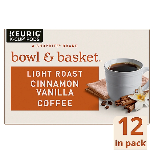 Bowl & Basket Light Roast Cinnamon Vanilla Coffee K-Cup Pods, 0.33 oz, 12 count