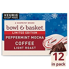 Bowl & Basket Light Roast Peppermint Mocha Coffee K-Cup Pods Limited Edition, 0.33 oz, 12 count