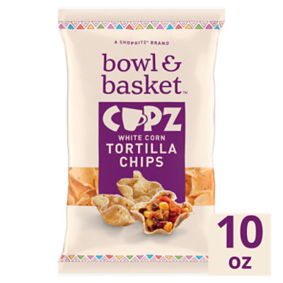 Bowl & Basket Cupz White Corn Tortilla Chips, 10 oz, 10 Ounce