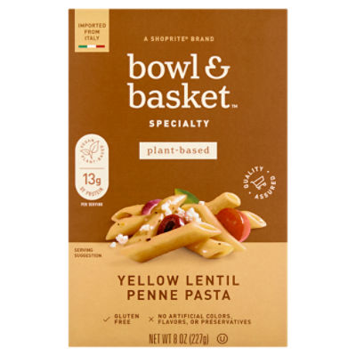 Bowl & Basket Specialty Plant-Based Yellow Lentil Penne Pasta, 8 oz