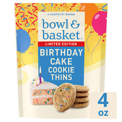 Bowl & Basket Birthday Cake Cookie Thins Limited Edition, 4 oz