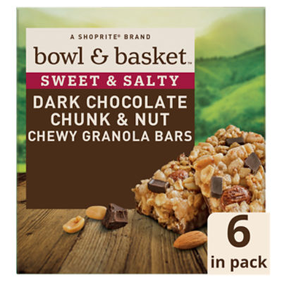 Bowl & Basket Sweet & Salty Dark Chocolate Chunk & Nut Chewy Granola Bars, 1.23 oz, 6 count, 7.4 Ounce