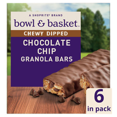 Bowl & Basket Chewy Dipped Chocolate Chip Granola Bars, 1.09 oz, 6 count