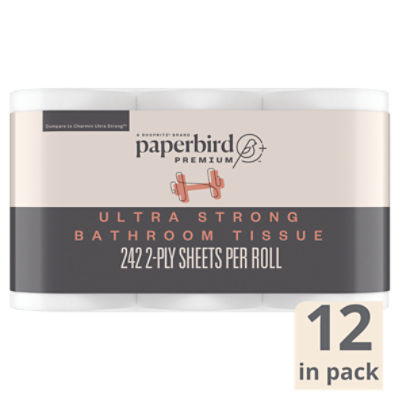 Paperbird Premium Mega Roll Ultra Strong Bathroom Tissue, 12 count