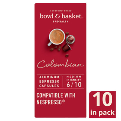 Bowl & Basket Specialty Colombian Aluminum Espresso Capsules, 0.194 oz, 10 count