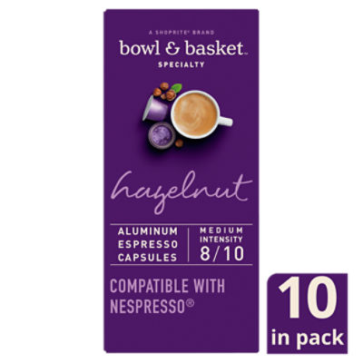 Bowl & Basket Specialty Hazelnut Aluminum Espresso Capsules, 0.194 oz, 10 count