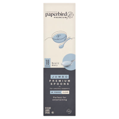 Paperbird Premium Heavy Duty Clear Jumbo Premium Spoons, 18 count