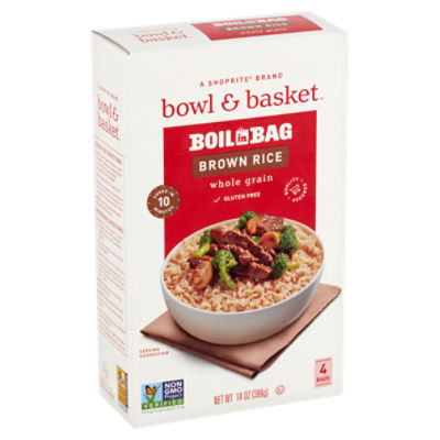 Bowl & Basket Boil in Bag Whole Grain Brown Rice, 4 count, 14 oz
