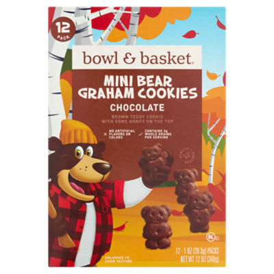 Bowl & Basket Chocolate Mini Bear Graham Cookies, 1 oz, 12 count