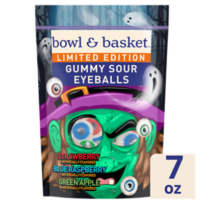 Bowl & Basket Strawberry, Blue Raspberry, Green Apple Gummy Sour Eyeballs Limited Edition, 7 oz