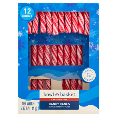 Bowl & Basket Natural Peppermint Flavor Candy Canes Limited Edition, 12 count, 5.07 oz