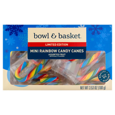 Bowl & Basket Assorted Fruit Mini Rainbow Candy Canes Limited Edition, 3.53 oz
