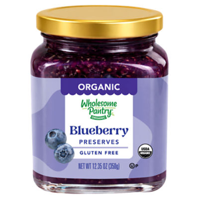 Wholesome Pantry Organic Blueberry Preserves, Kosher for Passover, 12.35 oz