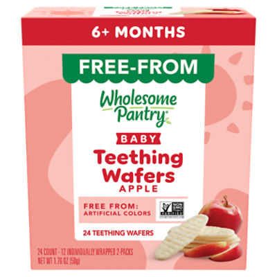 Wholesome Pantry Apple Baby Teething Wafers, 6+ Months, 24 Count, 1.76 oz