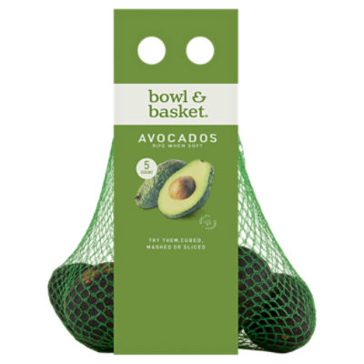 Bowl & Basket Avocados, 5 count bag