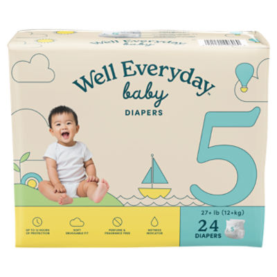 Well Everyday Baby Diapers,Size 5, 27+ lb, 24 Count