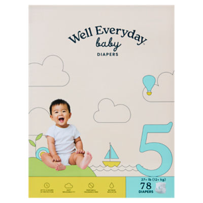 Well Everyday Baby Diapers, Size 5, 27+ lb, 78 Count