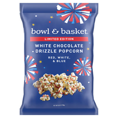 Bowl & Basket Limited Edition Red, White & Blue White Chocolate Drizzle Popcorn, 6 oz, 6 Ounce