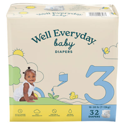 Well Everyday Baby Diapers,Size 3, 16-28 lb, 32 Count