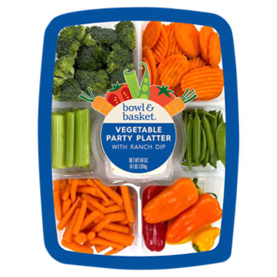 Bowl & Basket Vegetable Party Platter with Ranch Dip, 64 oz, 64 Ounce