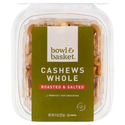 Bowl & Basket Roasted & Salted Whole Cashews, 8 oz