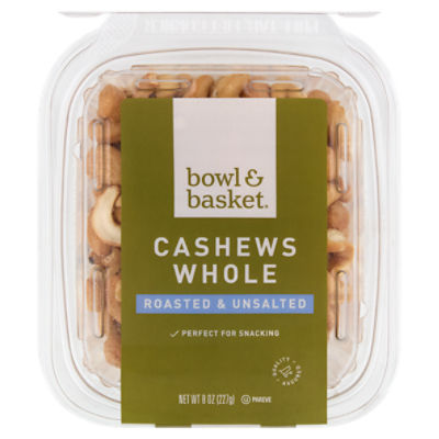 Bowl & Basket Roasted & Unsalted Whole Cashews, 8 oz