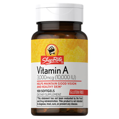 ShopRite Vitamin A Softgels, 3,000 mcg (10,000 IU), 100 count