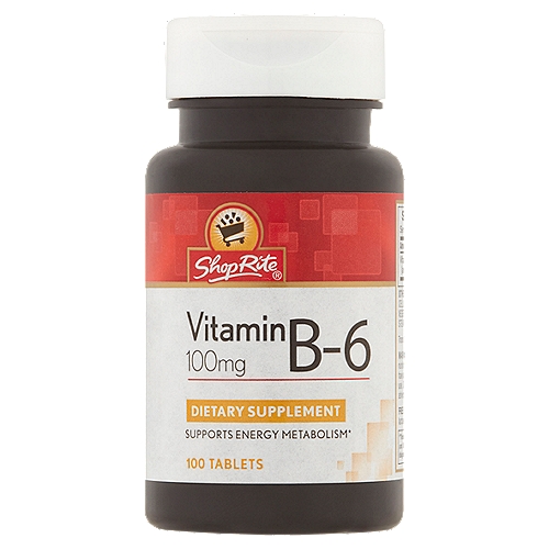 ShopRite Vitamin B-6 Tablets, 100 mg, 100 count