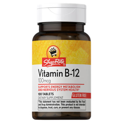 ShopRite Vitamin B-12 Tablets, 100 mcg, 100 count, 100 Each