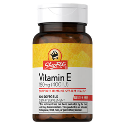 ShopRite Vitamin E Softgels, 180 mg (400 IU), 100 count ShopRite