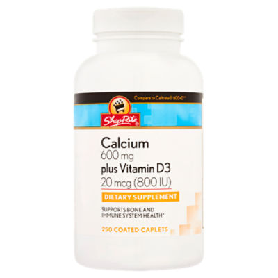 ShopRite Calcium Plus Vitamin D3 Dietary Supplement, 250 count