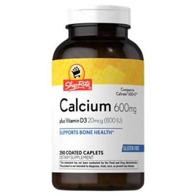 ShopRite Calcium Plus Vitamin D3 Dietary Supplement, 250 count, 250 Each