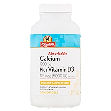 ShopRite Softgels, Absorbable Calcium Plus Vitamin D3, 200 Each