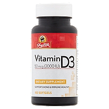 ShopRite Vitamin D3 Softgels, 50 mcg (2000 IU), 100 count