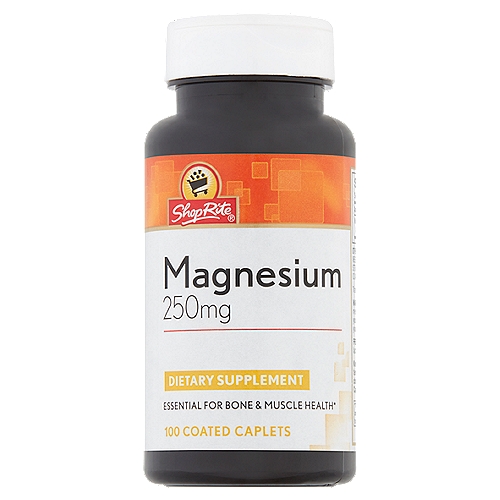 ShopRite Magnesium Coated Caplets, 250 mg, 100 count