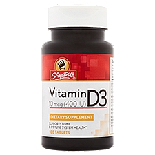 ShopRite Vitamin D3 Tablets, 10 mcg (400 IU), 100 count