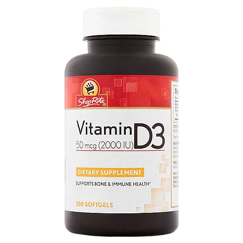 ShopRite Vitamin D3 Softgels, 50 mcg (2000 IU), 350 count