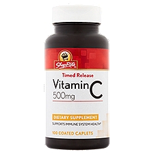 ShopRite Coated Caplets, Timed Release Vitamin C 500 mg, 100 Each