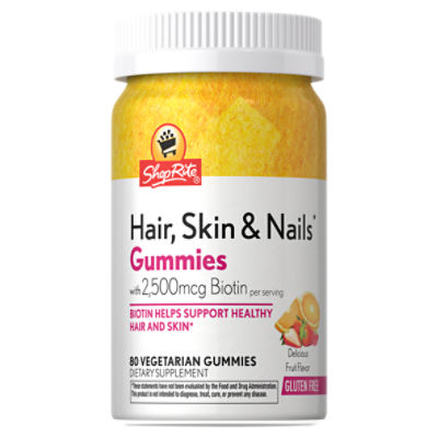 ShopRite Hair, Skin & Nails Gummies Dietary Supplement, 80 count, 80 Each