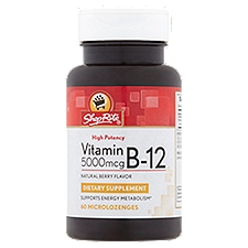 ShopRite High Potency Vitamin B-12 Natural Berry Flavor Dietary Supplement, 5000 mcg, 60 count