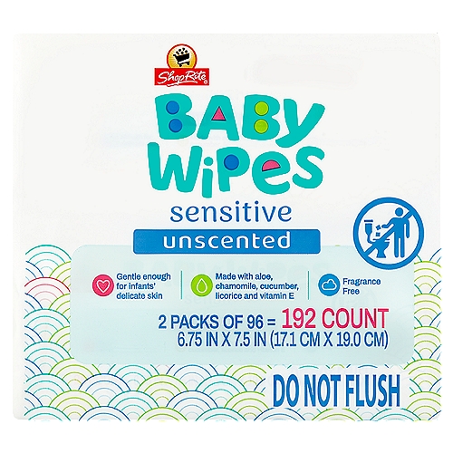 ShopRite Sensitive Unscented Baby Wipes, 192 count