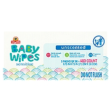 ShopRite Sensitive Unscented Baby Wipes, 480 count, 480 Each