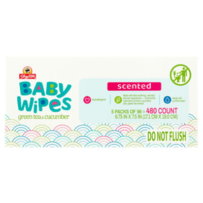 ShopRite Green Tea & Cucumber Scented Baby Wipes, 480 count, 480 Each