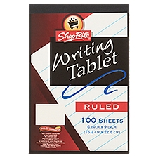 ShopRite 100 Sheets Ruled, Writing Tablet, 100 Each