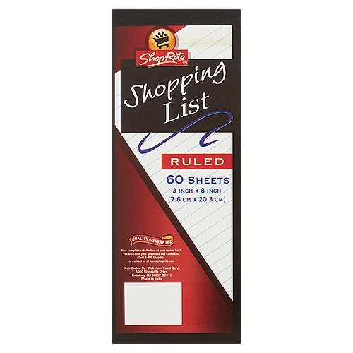 ShopRite 60 Sheets Ruled Shopping List
